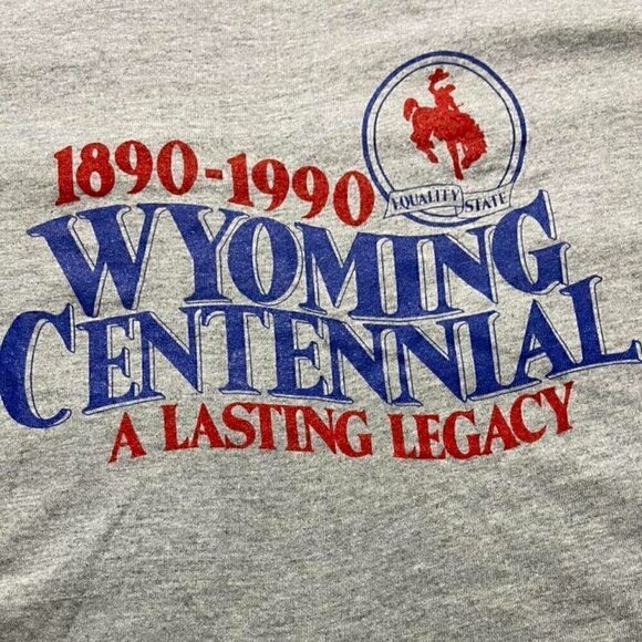 Vintage Wyoming t shirt single stitch men’s XL rare centennial print like new - Picture 2 of 6
